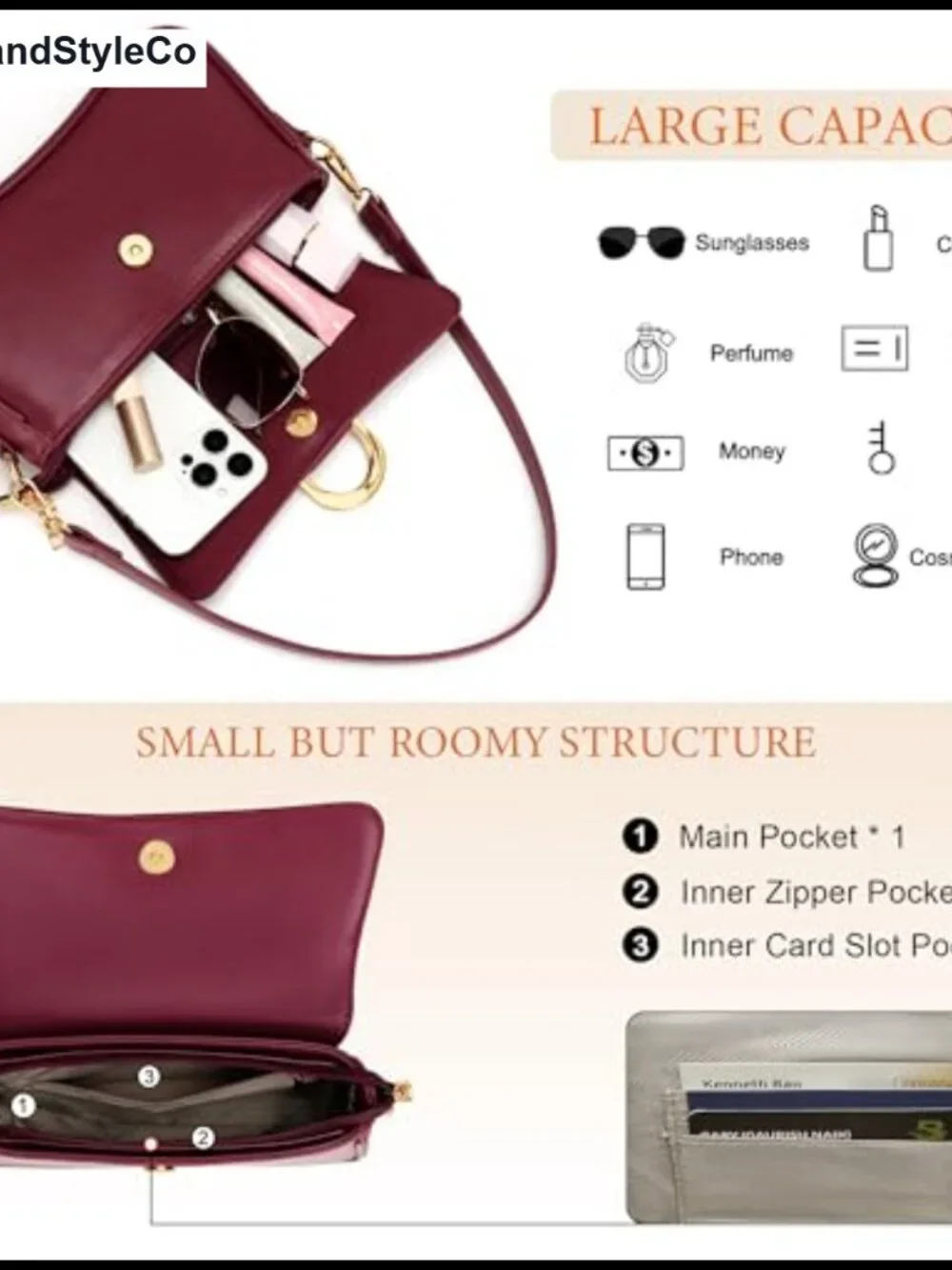 Vegan Leather Small Shoulder Bag Retro Hobo Convertible Clutch